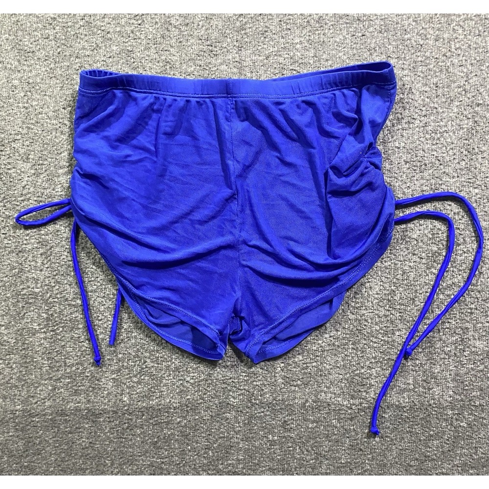 Beach House Swim Bottoms Shorts Blue Ruched Slimming Cruise Size L